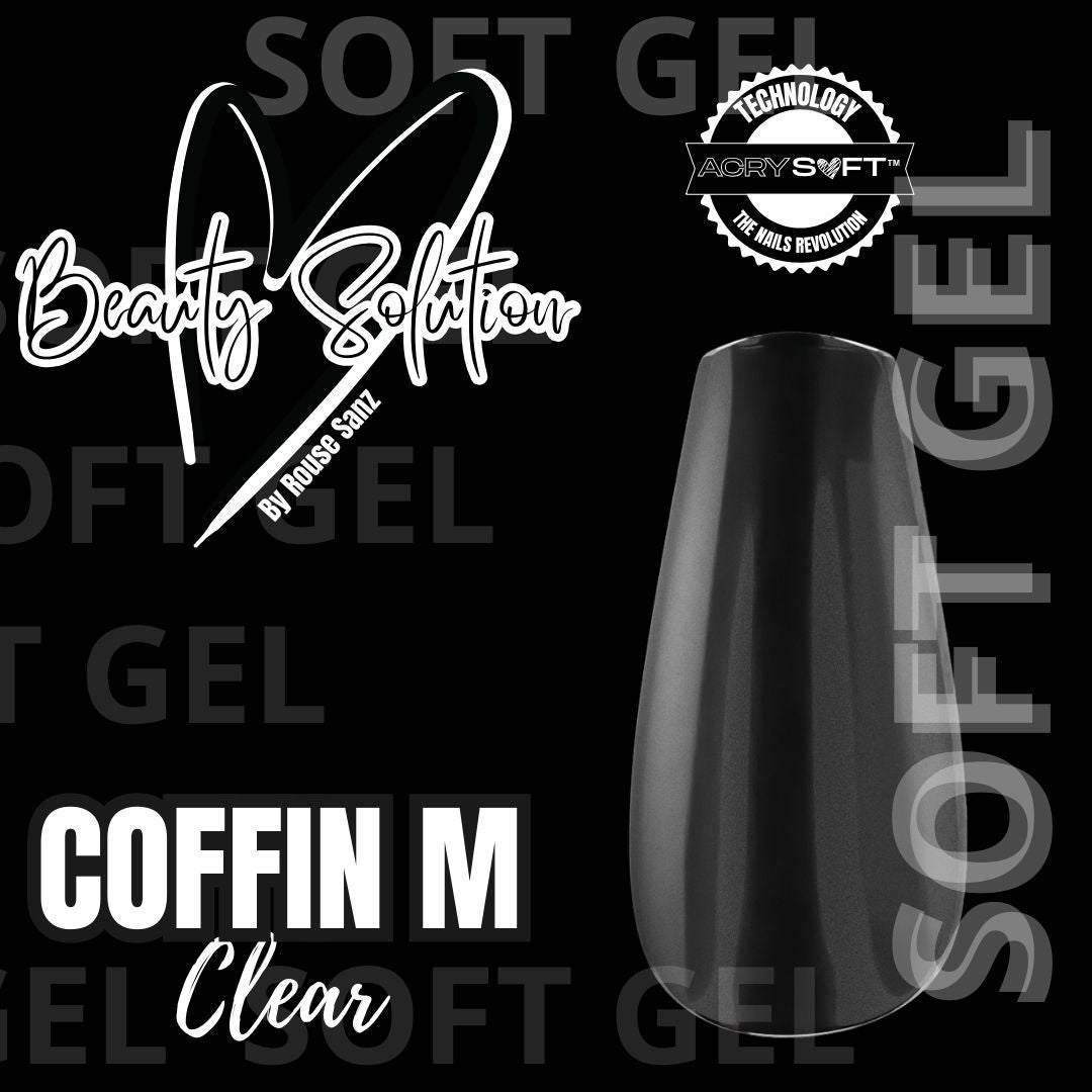 TIPS SOFT GEL COFFIN M CLEAR 300 UND